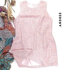 Andree Pink Tweed Shift Dress Sz 1x